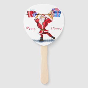 Bodybuilder Santa Funny Christmas Hand Fans