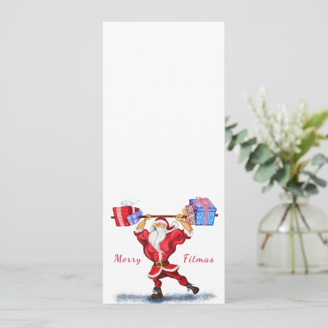 Bodybuilder Santa Funny Christmas Menu (Standing Front)