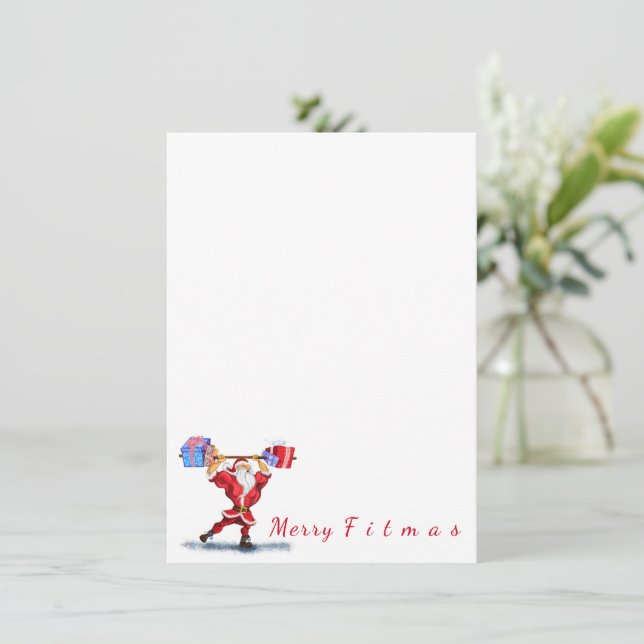 Bodybuilder Santa Funny Christmas Menu - Your Text (Standing Front)
