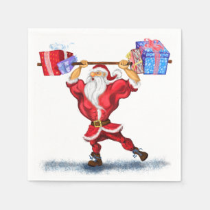 Bodybuilder Santa Funny Christmas Napkins