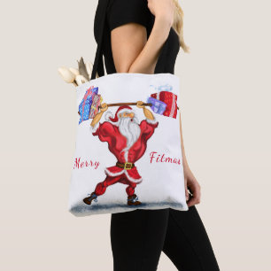 Bodybuilder Santa Funny Christmas Tote Bag