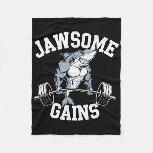Bodybuilder Shark Lover Gym Fitness Workout Bodybu Fleece Blanket