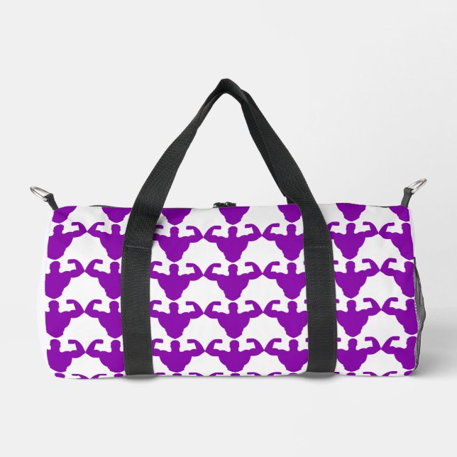 Bodybuilder Silhouette - Double Biceps Strength Duffle Bag (Front)