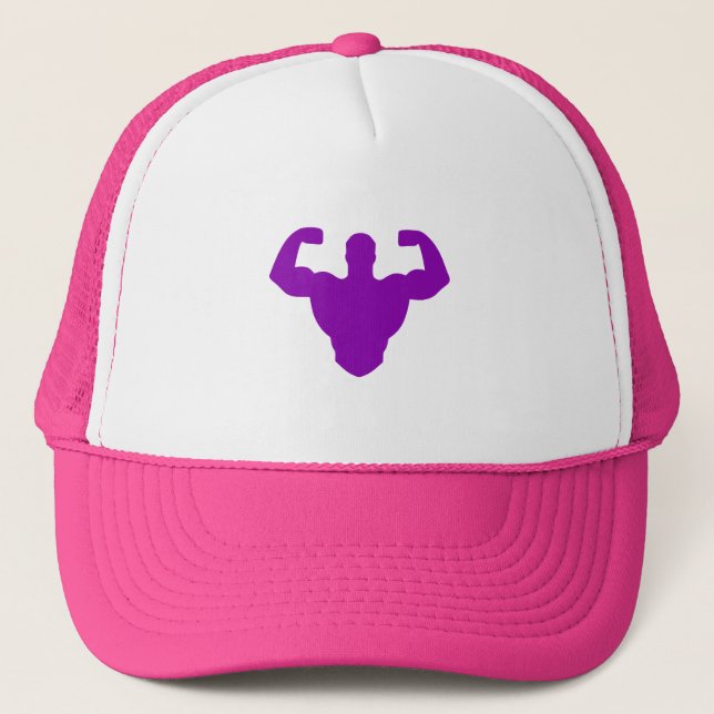 Bodybuilder Silhouette - Double Biceps Strength Trucker Hat (Front)