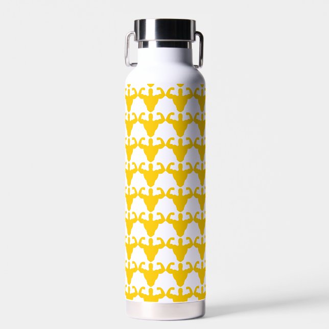Bodybuilder Silhouette - Double Biceps Strength Water Bottle (Front)