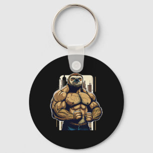 Bodybuilder Sloth Funny Bodybuilding Sloth Fitness Keychain