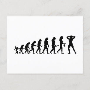 Bodybuilder theory of evolution in power sport postcard