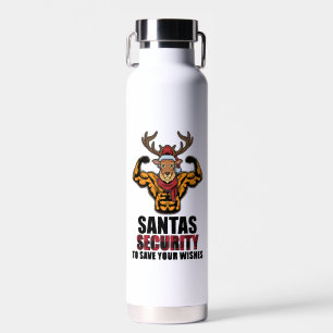 Bodybuilder Weiglifter Gym Muscle Santa Security Water Bottle