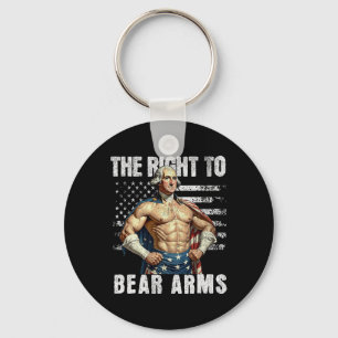 Bodybuilding 4th Of July Dad Usa Flag 2nd Amendmen Keychain