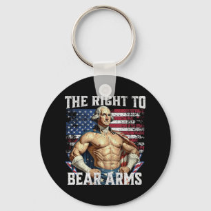 Bodybuilding 4th Of July Dad Usa Flag 2nd Bear Arm Keychain