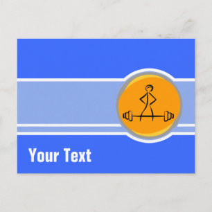 Bodybuilding; blue & orange postcard