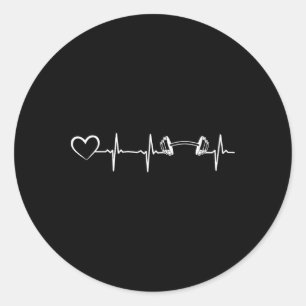 Bodybuilding Dumbbell Heartbeat Heart Gym Bodybuil Classic Round Sticker