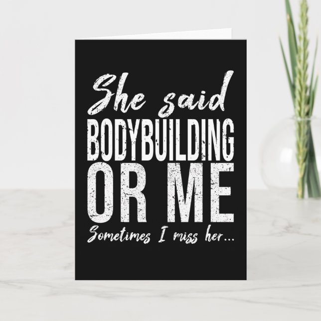 Bodybuilding funny sports gift card (Front)