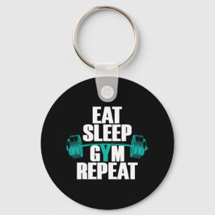 Bodybuilding Funny Tee Eat Sleep Gym Repeat Keychain