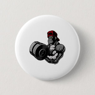 Bodybuilding Gorilla Workout Gym Strength Training 2 Inch Round Button