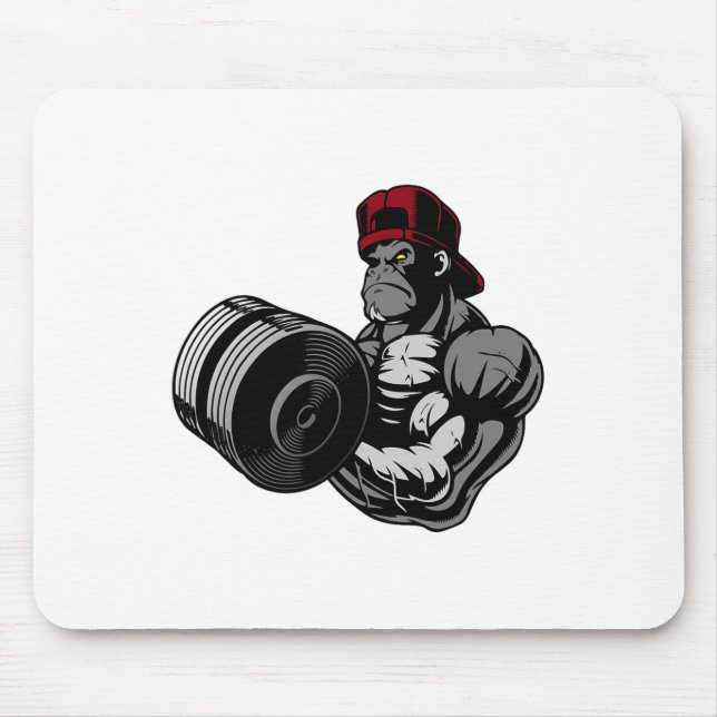 Bodybuilding Gorilla Workout Gym Strength Training Mouse Pad (Front)