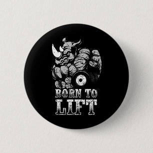 Bodybuilding Gym Fitness Training Muscle Rhino Gif 2 Inch Round Button