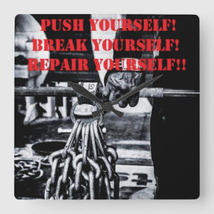 Bodybuilding Gym Motivation Square Wall Clock
