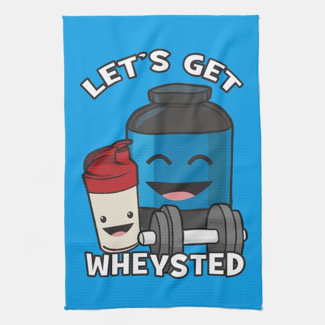 Bodybuilding Humour - Let's Get Wheysted Kitchen Towel (Vertical)