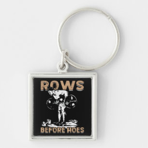 Bodybuilding Humour - Rows Before Hoes - Novelty Keychain