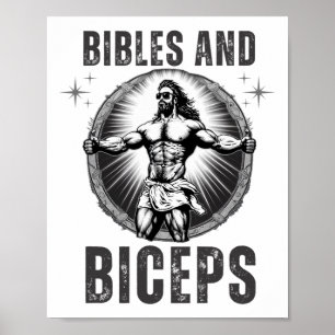 Bodybuilding Jesus Fitness Bibles And Biceps Funny Poster