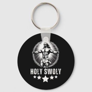 Bodybuilding Jesus Fitness Holy Swoly Funny Gym 1 Keychain