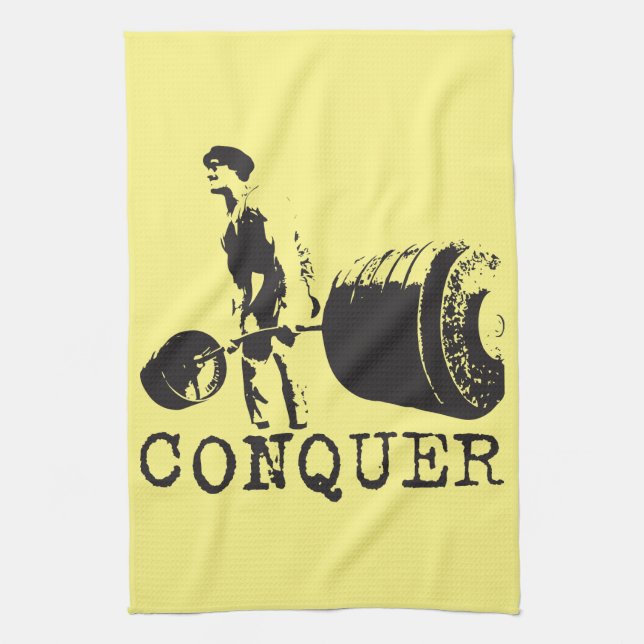 Bodybuilding Motivation - Conquer Kitchen Towel (Vertical)