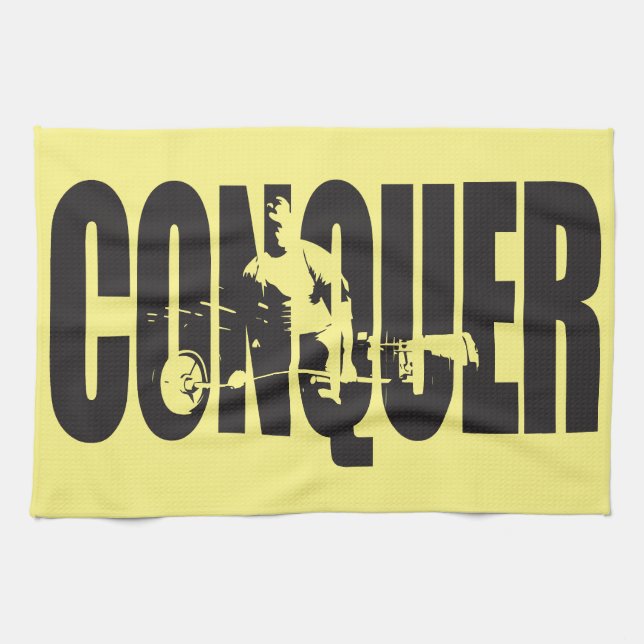 Bodybuilding Motivation - Conquer Kitchen Towel (Horizontal)