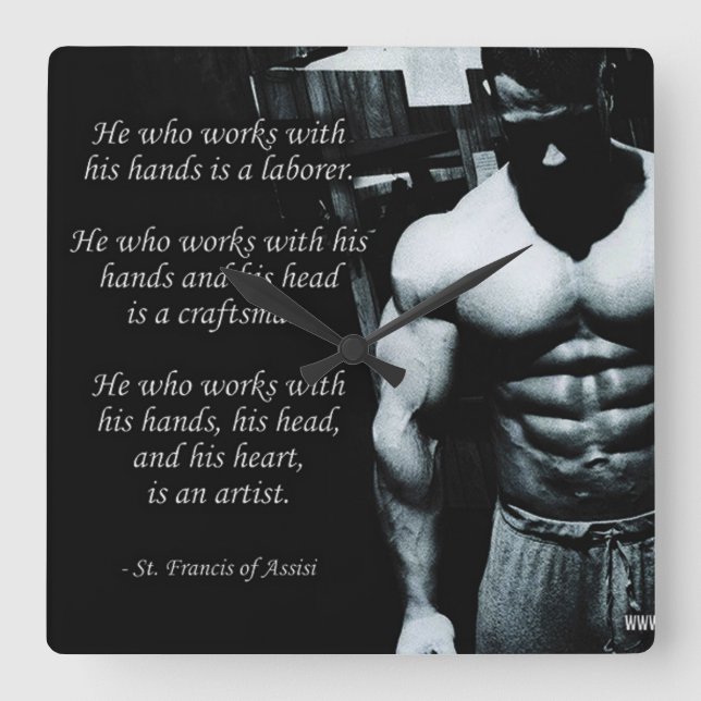 Bodybuilding Motivation Square Wall Clock (Front)