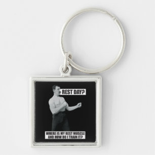Bodybuilding - Rest Day - Funny Gym Humour Keychain