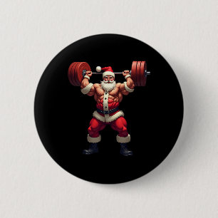 Bodybuilding Santa Claus Bodybuilder Christmas Gym 2 Inch Round Button