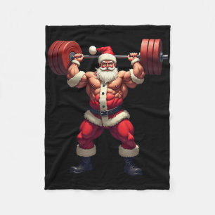 Bodybuilding Santa Claus Bodybuilder Christmas Gym Fleece Blanket