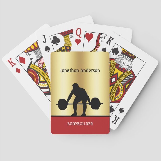 Bodybuilding silhouette of Weightlifter Personal Playing Cards (Back)