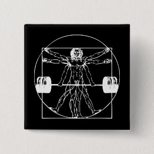 Bodybuilding - Vitruvian Barbell Man 2 Inch Square Button
