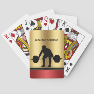 Bodybuilding Weightlifter silhouette Personalize Playing Cards