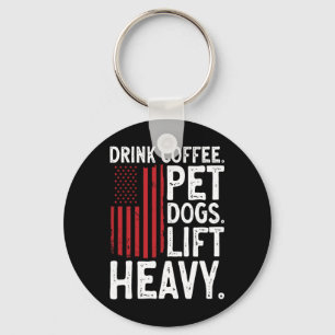 Bodybuilding Weightlifting Drink Coffee Pet Dogs L Keychain