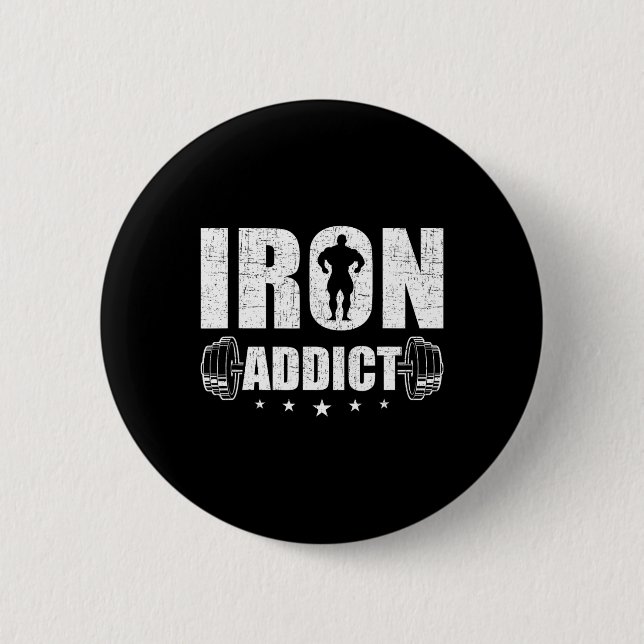 Bodybuilding Weightlifting Workout Gift Co. Iron A 2 Inch Round Button (Front)