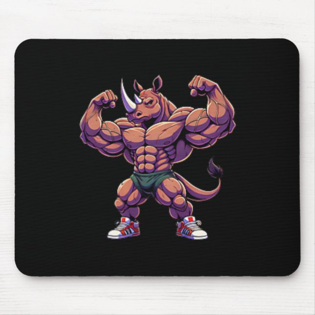 Bodybuilding Workout Gym Men Pocket Rhino With Mus Mouse Pad (Front)
