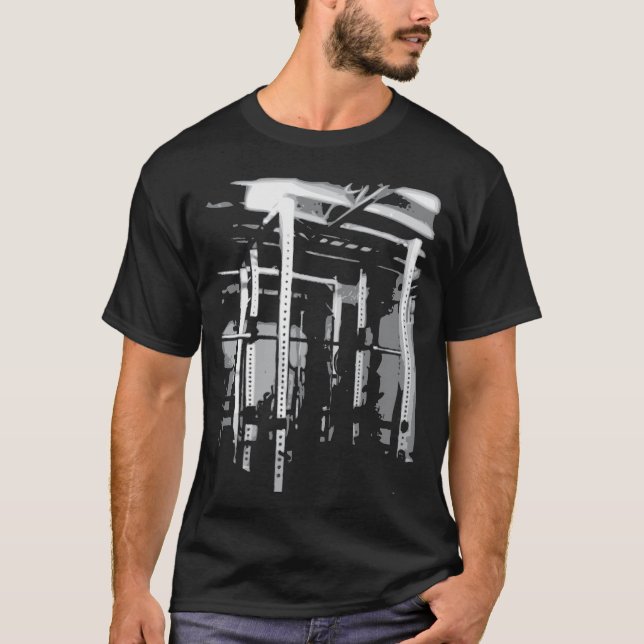 Bodybuilding Workout Picture- Squat Rack T-Shirt (Front)