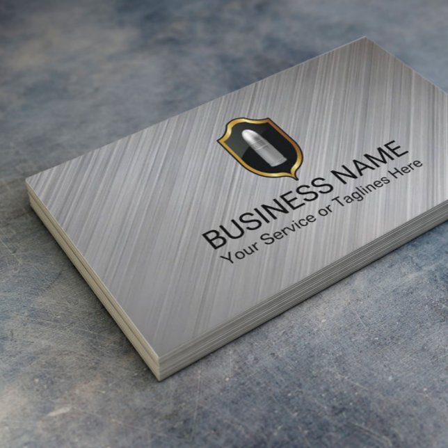 Bodyguard Bouncer Security Silver Bullet Metal Business Card (Creator Uploaded)