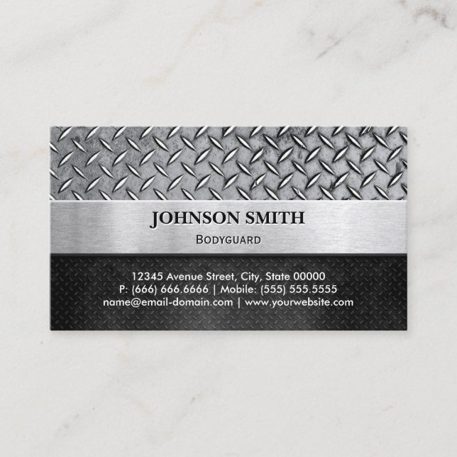 Bodyguard - Diamond Metal Plate Business Card (Front)