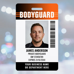 Bodyguard Security Guard ID Photo Logo Orange Badge
