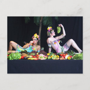 Bodypainting Lebendbuffet - bodyart living buffet Postcard