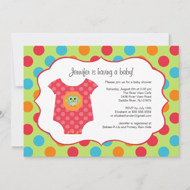 Bodysuit bébé Hibou Baby Douche Invitations (Devant)