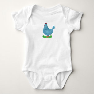 Bodysuit - Printed with a charming blue chicken
