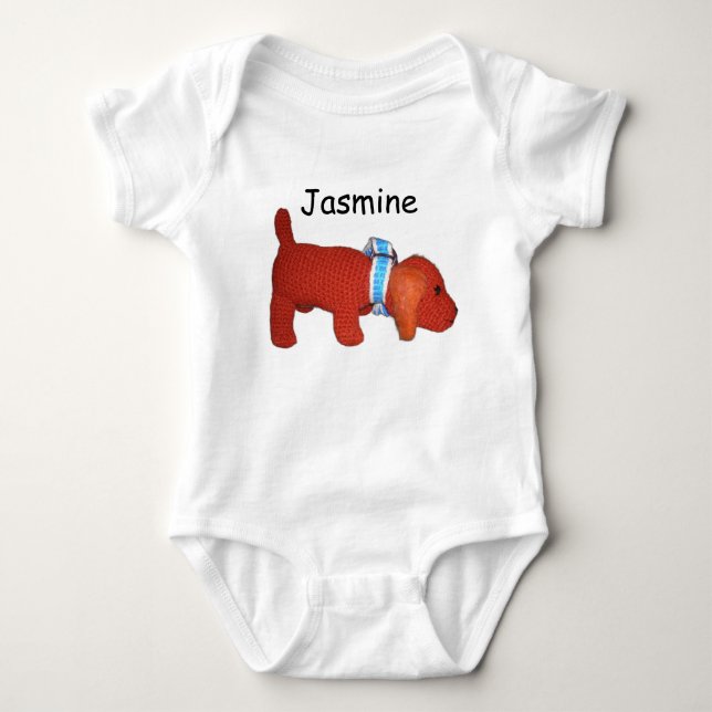 Bodysuit - Red Puppy Dog and Name (Front)