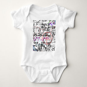Bodysuit white maths pattrerned