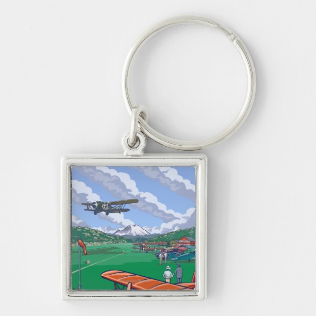 Boeing Field Vintage Travel Poster Keychain (Front)
