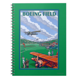Boeing Field Vintage Travel Poster Notebook