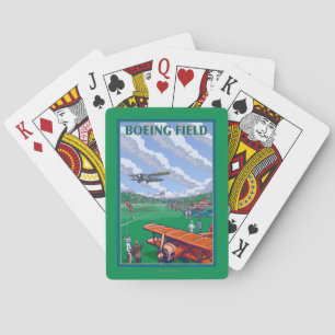 Boeing Field Vintage Travel Poster Playing Cards